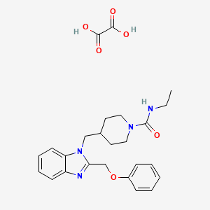 molecular formula C25H30N4O6 B2819669 N-乙基-4-((2-(苯氧甲基)-1H-苯并[d]咪唑-1-基)甲基)哌啶-1-甲酸酰胺 草酸盐 CAS No. 1351599-66-0