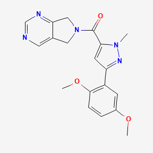molecular formula C19H19N5O3 B2819671 (3-(2,5-dimethoxyphenyl)-1-methyl-1H-pyrazol-5-yl)(5H-pyrrolo[3,4-d]pyrimidin-6(7H)-yl)methanone CAS No. 1448061-23-1