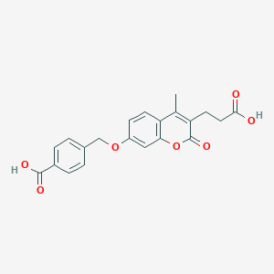 molecular formula C21H18O7 B2819674 4-({[3-(2-carboxyethyl)-4-methyl-2-oxo-2H-chromen-7-yl]oxy}methyl)benzoic acid CAS No. 708243-53-2