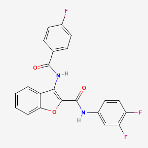 molecular formula C22H13F3N2O3 B2819675 N-(3,4-difluorophenyl)-3-(4-fluorobenzamido)benzofuran-2-carboxamide CAS No. 888446-66-0