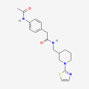 molecular formula C19H24N4O2S B2819677 2-(4-acetamidophenyl)-N-((1-(thiazol-2-yl)piperidin-3-yl)methyl)acetamide CAS No. 1795299-25-0