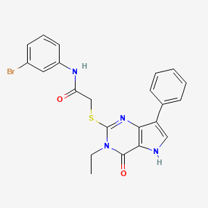 molecular formula C22H19BrN4O2S B2819680 N-(3-bromophenyl)-2-((3-ethyl-4-oxo-7-phenyl-4,5-dihydro-3H-pyrrolo[3,2-d]pyrimidin-2-yl)thio)acetamide CAS No. 1260948-05-7