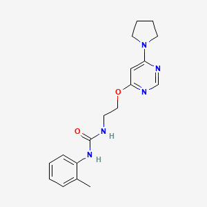molecular formula C18H23N5O2 B2819685 1-(2-((6-(Pyrrolidin-1-yl)pyrimidin-4-yl)oxy)ethyl)-3-(o-tolyl)urea CAS No. 1203186-37-1