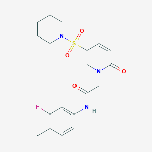 molecular formula C19H22FN3O4S B2819686 N-(3-氟-4-甲基苯基)-2-[2-氧代-5-(哌啶-1-基磺酰基)吡啶-1(2H)-基]乙酰胺 CAS No. 1251673-59-2