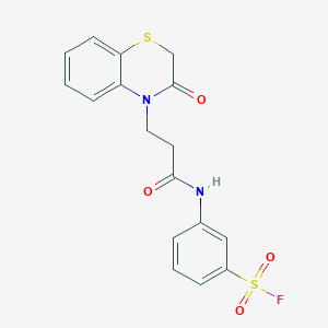 molecular formula C17H15FN2O4S2 B2819697 3-[3-(3-Oxo-1,4-benzothiazin-4-yl)propanoylamino]benzenesulfonyl fluoride CAS No. 2224235-71-4