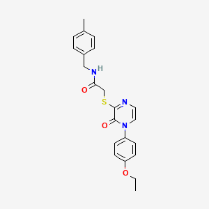 molecular formula C22H23N3O3S B2819726 2-[4-(4-乙氧基苯基)-3-氧代吡嘧啶-2-基]硫醇-N-[(4-甲基苯基)甲基]乙酰胺 CAS No. 900007-32-1
