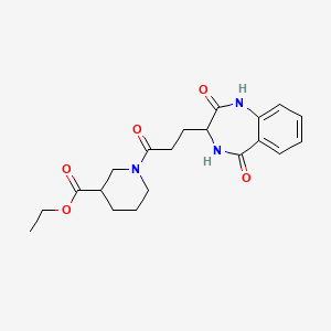 molecular formula C20H25N3O5 B2819741 ethyl 1-[3-(2-hydroxy-5-oxo-4,5-dihydro-3H-1,4-benzodiazepin-3-yl)propanoyl]piperidine-3-carboxylate CAS No. 1190758-29-2