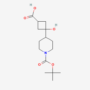 molecular formula C15H25NO5 B2819746 3-羟基-3-[1-[(2-甲基丙烷-2-基)氧羰基]哌啶-4-基]环丁烷-1-甲酸 CAS No. 2309468-48-0