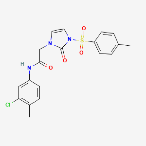 molecular formula C19H18ClN3O4S B2819753 N-(3-chloro-4-methylphenyl)-2-(2-oxo-3-tosyl-2,3-dihydro-1H-imidazol-1-yl)acetamide CAS No. 932320-76-8