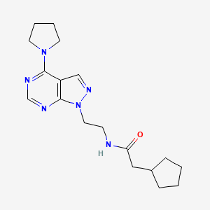 molecular formula C18H26N6O B2819754 2-cyclopentyl-N-(2-(4-(pyrrolidin-1-yl)-1H-pyrazolo[3,4-d]pyrimidin-1-yl)ethyl)acetamide CAS No. 1211750-72-9