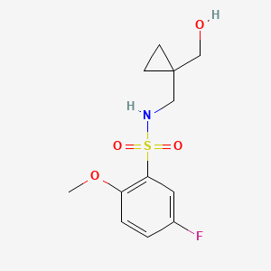 molecular formula C12H16FNO4S B2819758 5-fluoro-N-((1-(hydroxymethyl)cyclopropyl)methyl)-2-methoxybenzenesulfonamide CAS No. 1257546-43-2