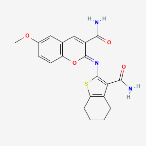 (Z)-2-((3-carbamoyl-4,5,6,7-tetrahydrobenzo[b]thiophen-2-yl)imino)-6-methoxy-2H-chromene-3-carboxamide