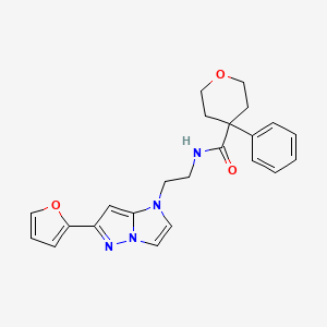 N-(2-(6-(furan-2-yl)-1H-imidazo[1,2-b]pyrazol-1-yl)ethyl)-4-phenyltetrahydro-2H-pyran-4-carboxamide