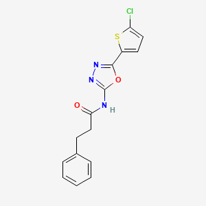 molecular formula C15H12ClN3O2S B2819773 N-(5-(5-chlorothiophen-2-yl)-1,3,4-oxadiazol-2-yl)-3-phenylpropanamide CAS No. 888410-74-0