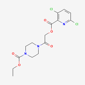 molecular formula C15H17Cl2N3O5 B2819776 乙酸-4-(2-(3,6-二氯吡啶-2-甲酰氧基)乙酰基)哌嗪-1-甲酸酯 CAS No. 874641-27-7