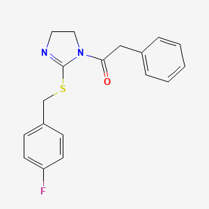 B2819778 1-(2-((4-fluorobenzyl)thio)-4,5-dihydro-1H-imidazol-1-yl)-2-phenylethanone CAS No. 851800-15-2
