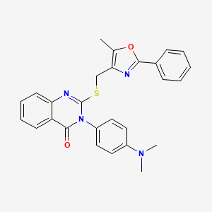 B2819792 3-(4-(dimethylamino)phenyl)-2-(((5-methyl-2-phenyloxazol-4-yl)methyl)thio)quinazolin-4(3H)-one CAS No. 1114656-87-9