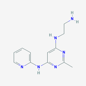 molecular formula C12H16N6 B2819794 N4-(2-Aminoethyl)-2-methyl-N6-(pyridin-2-yl)pyrimidine-4,6-diamine CAS No. 1904122-12-8