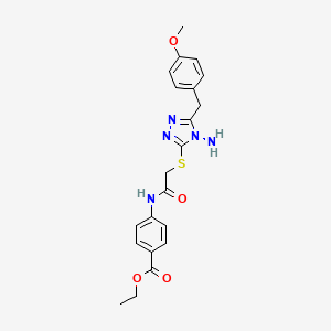 B2819795 ethyl 4-[({[4-amino-5-(4-methoxybenzyl)-4H-1,2,4-triazol-3-yl]sulfanyl}acetyl)amino]benzoate CAS No. 905797-55-9