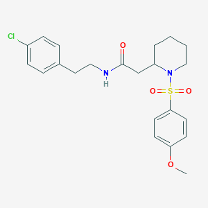 molecular formula C22H27ClN2O4S B2819796 N-(4-氯苯乙基)-2-(1-((4-甲氧基苯基)磺酰)哌啶-2-基)乙酰胺 CAS No. 941911-20-2