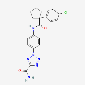 molecular formula C20H19ClN6O2 B2819801 2-(4-(1-(4-氯苯基)环戊烷羧酰胺)苯基)-2H-噻唑-5-甲酰胺 CAS No. 1396635-69-0