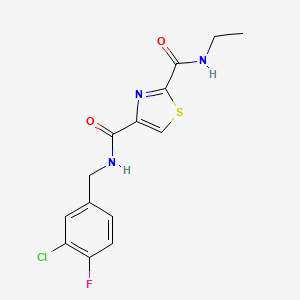 B2819804 N~4~-(3-chloro-4-fluorobenzyl)-N~2~-ethyl-1,3-thiazole-2,4-dicarboxamide CAS No. 1251593-51-7