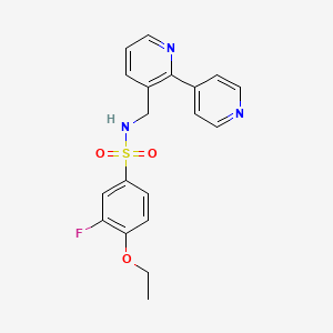 molecular formula C19H18FN3O3S B2819805 N-([2,4'-联吡啶]-3-基甲基)-4-乙氧基-3-氟苯磺酰胺 CAS No. 2034432-91-0