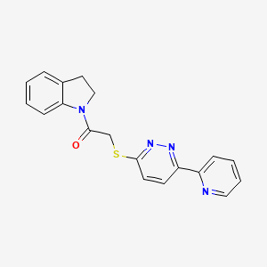 B2819806 1-(Indolin-1-yl)-2-((6-(pyridin-2-yl)pyridazin-3-yl)thio)ethanone CAS No. 894001-25-3