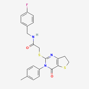 B2819807 N-[(4-fluorophenyl)methyl]-2-[[3-(4-methylphenyl)-4-oxo-6,7-dihydrothieno[3,2-d]pyrimidin-2-yl]sulfanyl]acetamide CAS No. 686771-59-5