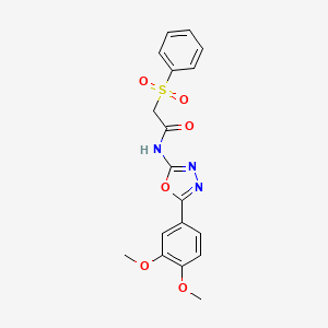molecular formula C18H17N3O6S B2819813 2-(苯磺酰)-N-[5-(3,4-二甲氧基苯基)-1,3,4-噁二唑-2-基]乙酰胺 CAS No. 941959-69-9