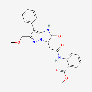 molecular formula C23H22N4O5 B2819828 methyl 2-(2-(6-(methoxymethyl)-2-oxo-7-phenyl-2,3-dihydro-1H-imidazo[1,2-b]pyrazol-3-yl)acetamido)benzoate CAS No. 1421452-03-0