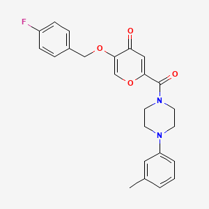 molecular formula C24H23FN2O4 B2819830 5-((4-fluorobenzyl)oxy)-2-(4-(m-tolyl)piperazine-1-carbonyl)-4H-pyran-4-one CAS No. 1021258-03-6
