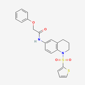 molecular formula C21H20N2O4S2 B2819845 2-phenoxy-N-(1-(thiophen-2-ylsulfonyl)-1,2,3,4-tetrahydroquinolin-6-yl)acetamide CAS No. 941882-53-7