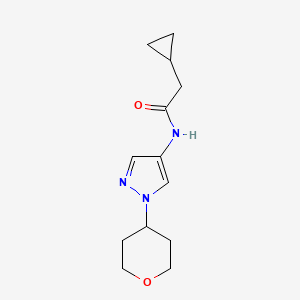 molecular formula C13H19N3O2 B2819848 2-cyclopropyl-N-(1-(tetrahydro-2H-pyran-4-yl)-1H-pyrazol-4-yl)acetamide CAS No. 1797021-86-3