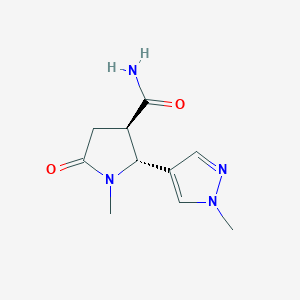 molecular formula C10H14N4O2 B2819849 (2R,3R)-1-methyl-2-(1-methyl-1H-pyrazol-4-yl)-5-oxopyrrolidine-3-carboxamide CAS No. 1820569-87-6