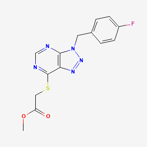 molecular formula C14H12FN5O2S B2819854 methyl 2-((3-(4-fluorobenzyl)-3H-[1,2,3]triazolo[4,5-d]pyrimidin-7-yl)thio)acetate CAS No. 863458-26-8
