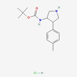 molecular formula C16H25ClN2O2 B2819857 tert-Butyl (4-(p-tolyl)pyrrolidin-3-yl)carbamate hydrochloride CAS No. 2367002-73-9