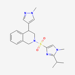 molecular formula C20H25N5O2S B2819865 2-((2-异丙基-1-甲基-1H-咪唑-4-基)磺酰)-4-(1-甲基-1H-吡唑-4-基)-1,2,3,4-四氢异喹啉 CAS No. 2034535-26-5