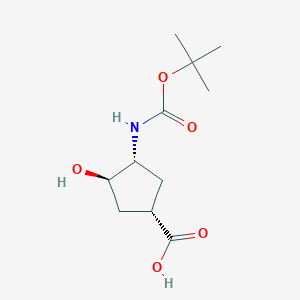 molecular formula C11H19NO5 B2819867 (1S,3R,4R)-3-(叔丁氧羰基氨基)-4-羟基-环戊烷甲酸 CAS No. 1008773-77-0