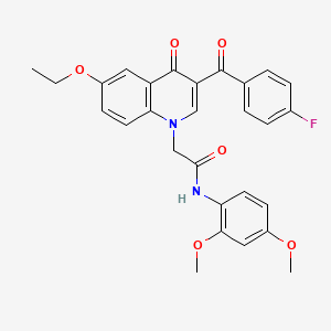 molecular formula C28H25FN2O6 B2819883 N-(2,4-dimethoxyphenyl)-2-(6-ethoxy-3-(4-fluorobenzoyl)-4-oxoquinolin-1(4H)-yl)acetamide CAS No. 895653-49-3