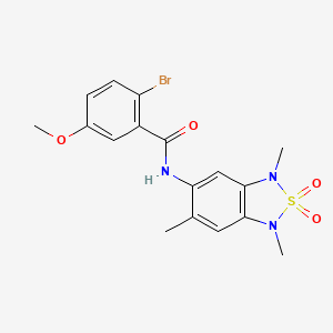 molecular formula C17H18BrN3O4S B2819890 2-bromo-5-methoxy-N-(1,3,6-trimethyl-2,2-dioxido-1,3-dihydrobenzo[c][1,2,5]thiadiazol-5-yl)benzamide CAS No. 2034263-01-7