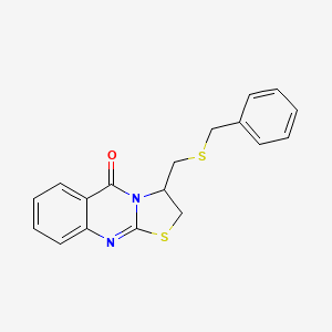 molecular formula C18H16N2OS2 B2819891 3-[(benzylsulfanyl)methyl]-2,3-dihydro-5H-[1,3]thiazolo[2,3-b]quinazolin-5-one CAS No. 477860-27-8