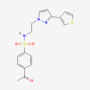 4-acetyl-N-(2-(3-(thiophen-3-yl)-1H-pyrazol-1-yl)ethyl)benzenesulfonamide