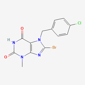 molecular formula C13H10BrClN4O2 B2819899 8-溴-7-(4-氯苯甲基)-3-甲基-1H-嘌呤-2,6(3H,7H)-二酮 CAS No. 305862-71-9