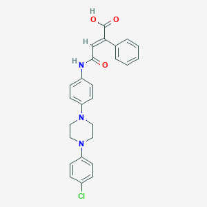 molecular formula C26H24ClN3O3 B281990 4-{4-[4-(4-Chlorophenyl)-1-piperazinyl]anilino}-4-oxo-2-phenyl-2-butenoic acid 