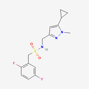 molecular formula C15H17F2N3O2S B2819917 N-((5-cyclopropyl-1-methyl-1H-pyrazol-3-yl)methyl)-1-(2,5-difluorophenyl)methanesulfonamide CAS No. 1448056-25-4