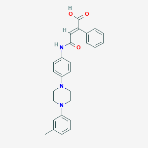 molecular formula C27H27N3O3 B281992 4-{4-[4-(3-Methylphenyl)-1-piperazinyl]anilino}-4-oxo-2-phenyl-2-butenoicacid 