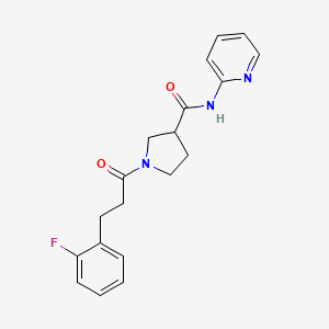 molecular formula C19H20FN3O2 B2819937 1-[3-(2-Fluorophenyl)propanoyl]-N-pyridin-2-ylpyrrolidine-3-carboxamide CAS No. 1380797-01-2