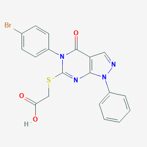 molecular formula C19H13BrN4O3S B281994 {[5-(4-bromophenyl)-4-oxo-1-phenyl-4,5-dihydro-1H-pyrazolo[3,4-d]pyrimidin-6-yl]sulfanyl}acetic acid 