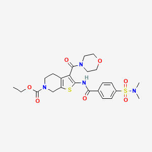 molecular formula C24H30N4O7S2 B2819958 乙酸2-(4-(N,N-二甲基磺酰基)苯甲酰胺基)-3-(吗啉-4-甲酰基)-4,5-二氢噻吩[2,3-c]吡啶-6(7H)-羧酸酯 CAS No. 449782-33-6
